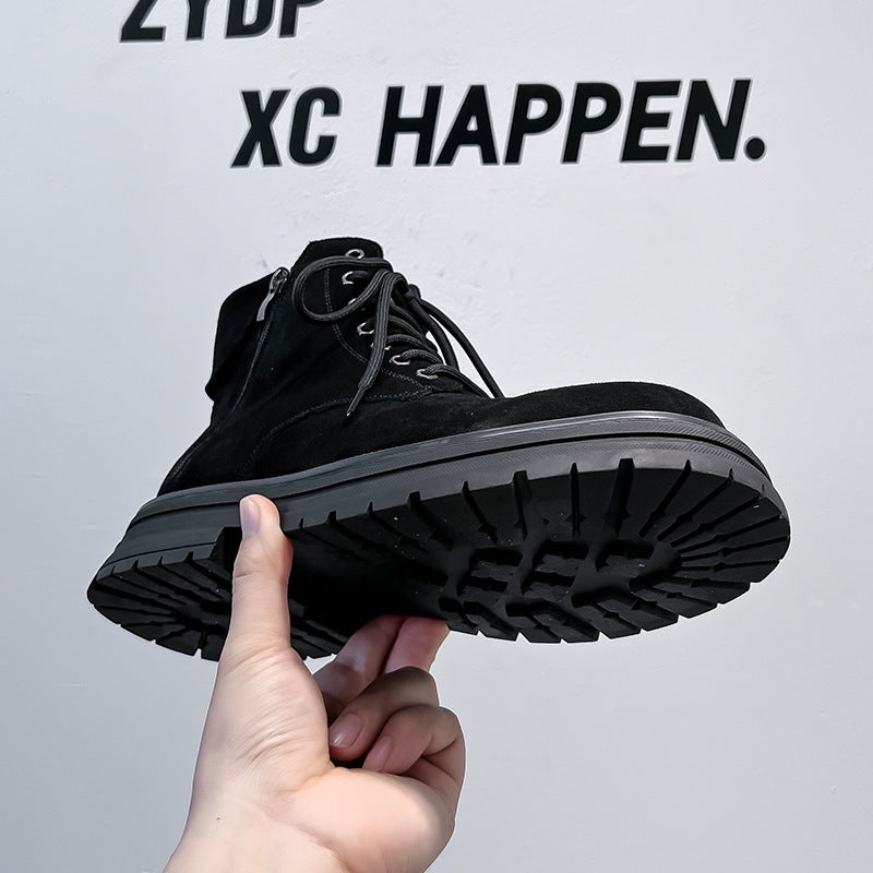 Fashion Explosions Leather Men'S High-Top British Big Head Fashion Joker Locomotive Tooling Rhubarb Boots 81589-A - Image 4